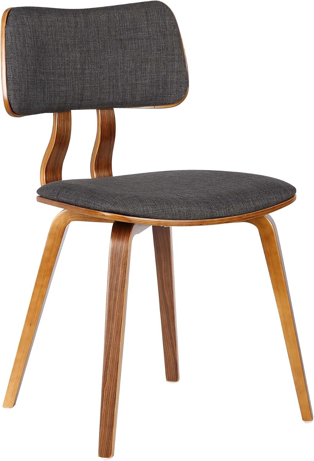 Mid-Century Modern Dining Chair with Charcoal Fabric and Walnut Wood Finish Mid-Century Modern Dining Chair with Charcoal Fabric and Walnut Wood Finish - Image 1